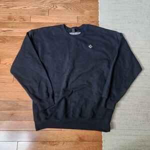 Black Crewneck Sweatshirt Softstyle Midweight Rib Hem Sleeve Active Athletic L